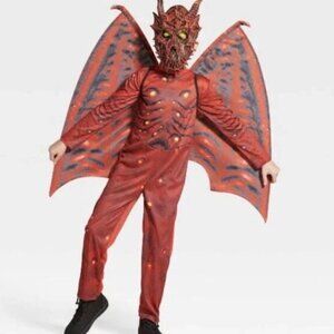 Target Kids' Light Up Red Dragon Halloween Costume Jumpsuit Mask Wings Size Sm